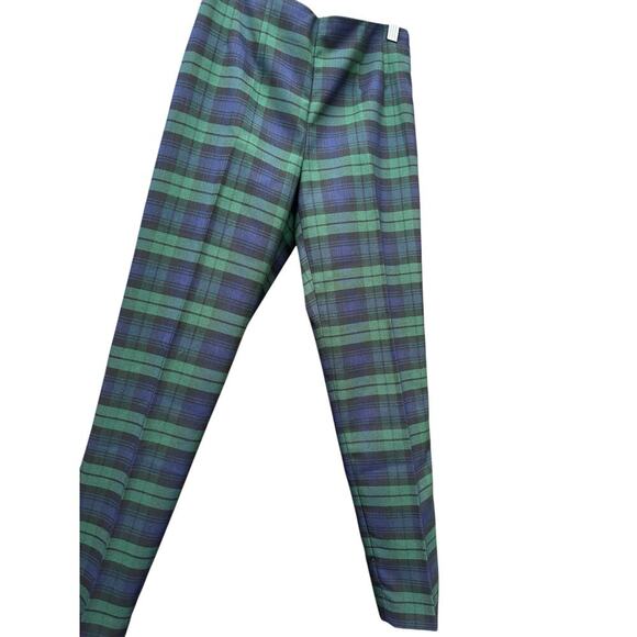 Chaps" Size 4, Green/Blue Plaid, stretchy HighWaist Ankle Pants . - Picture 3 of 7